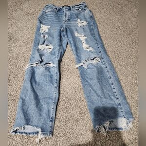 Hollister Curvy Ultra High Rise Vintage Straight Leg Distressed Size 7